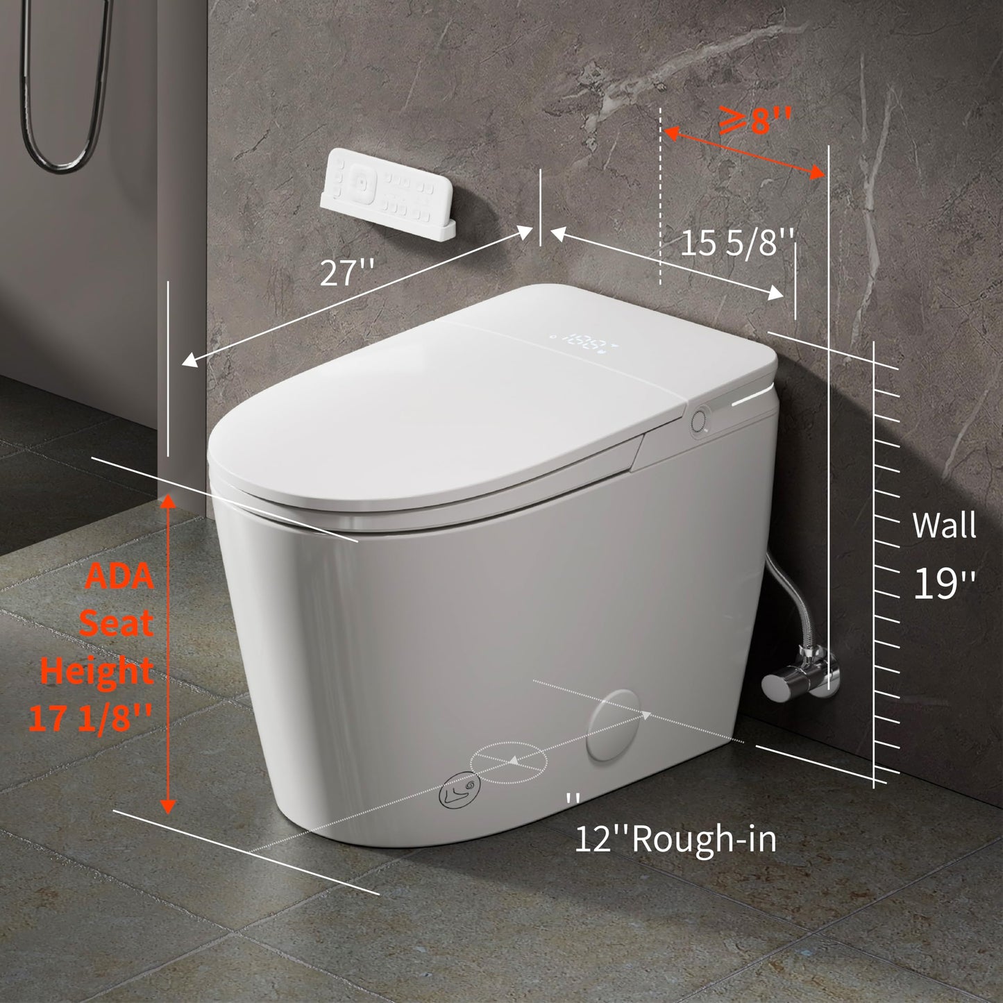 BYBARENOVA Luxury Smart Toilet, Bidet Toilet with Foam Dispenser, Auto Open/Close, MAP 1000g Powerful Auto-Flush, Warm Water/Dryer, ADA Chair Height Elongated Heated Seat, Deodorization