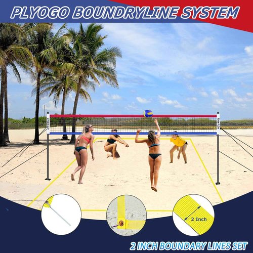 THWTGH 2025 Upgraded Portable Outdoor Volleyball Net Set with Adjustable Height Aluminum Poles, Volleyball Net for Backyard, Anti-Sag Design, Portable Volleyball Net for Backyard,Grass and Beach