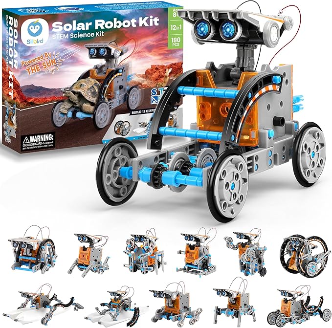 Sillbird 12-in-1 Solar Robot Building Kit STEM Gift for Boys Aged 8-13, DIY Science Educational Robotic Toys for Kids Teen...