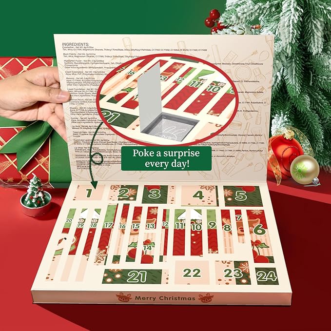 Makeup Advent Calendar 2025 for Women & Teen Girls, 24 Days Christmas Countdown Calendar Beauty Gift Set, 2025 Xmas Gift Surprise Box Beauty Calendar Full Size Makeup Kit
