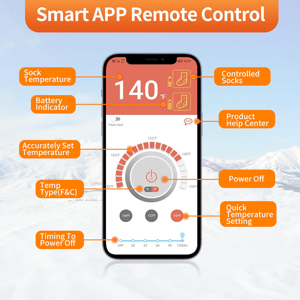 Heated Socks, Heated Socks for Men Women with APP Control, 8000mAh Rechargeable Electric Up to 10 Hours Washable Winter Warm Socks Foot Warmer for Skiing Cycling Camping