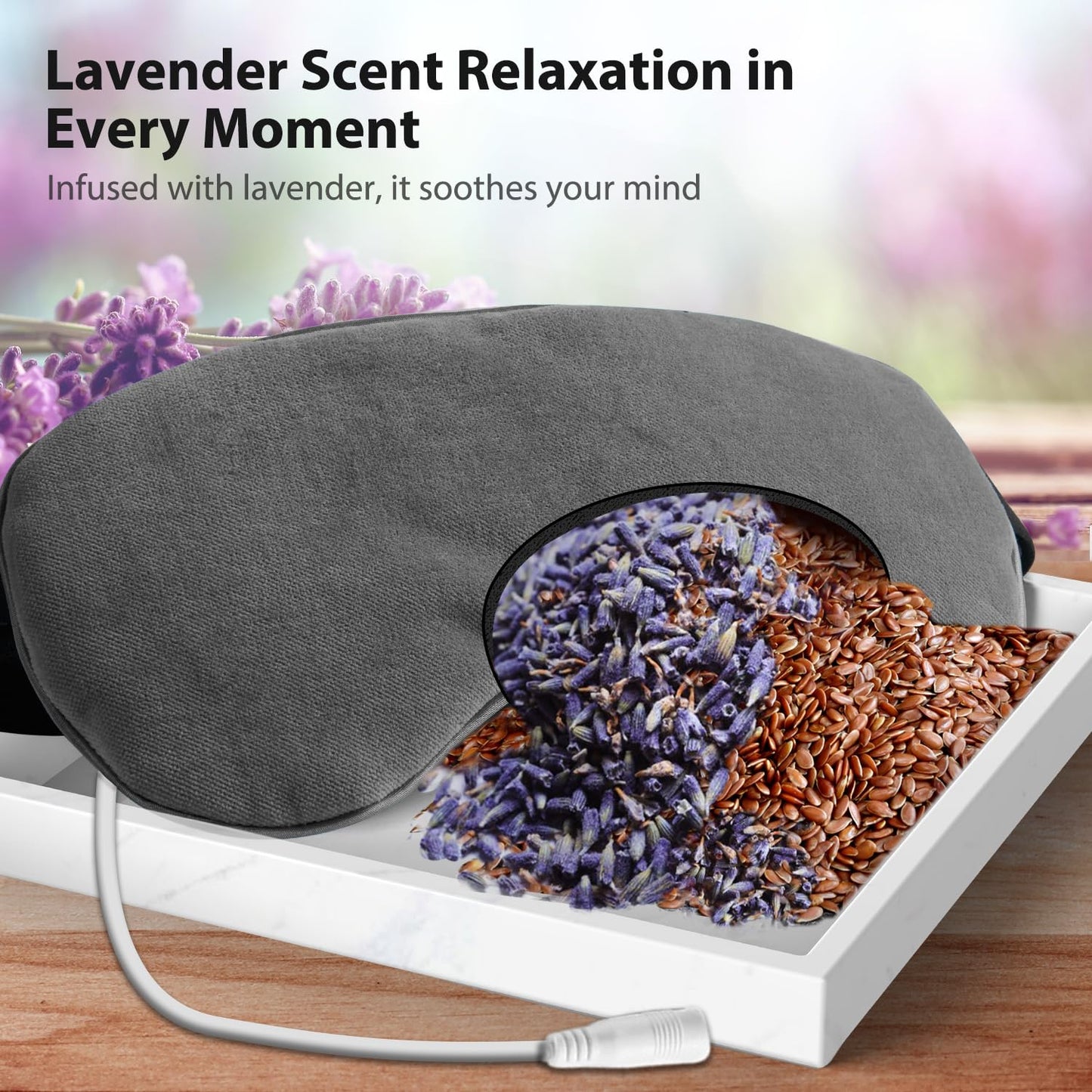 Heated Eye Mask, Warm Eye Compress Mask, USB Electric Eye Heating Pad with Temperature & Timer Control, Dry Eye Mask for Dry Eyes Blepharitis Sinus Migraine Stye MGD Puffiness Gray