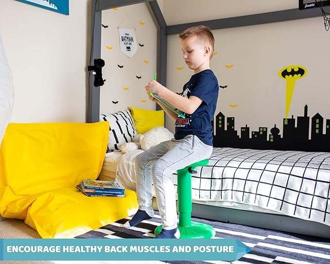 Studico ActiveChairs Adjustable Wobble Stool, Flexible Classroom Seating, Improves Focus, Posture and Helps ADHD/ADD, Sensory Chair, Active Fidget Chairs Adjusts from 16.65" to 23.75" Ages 13-18 Gree