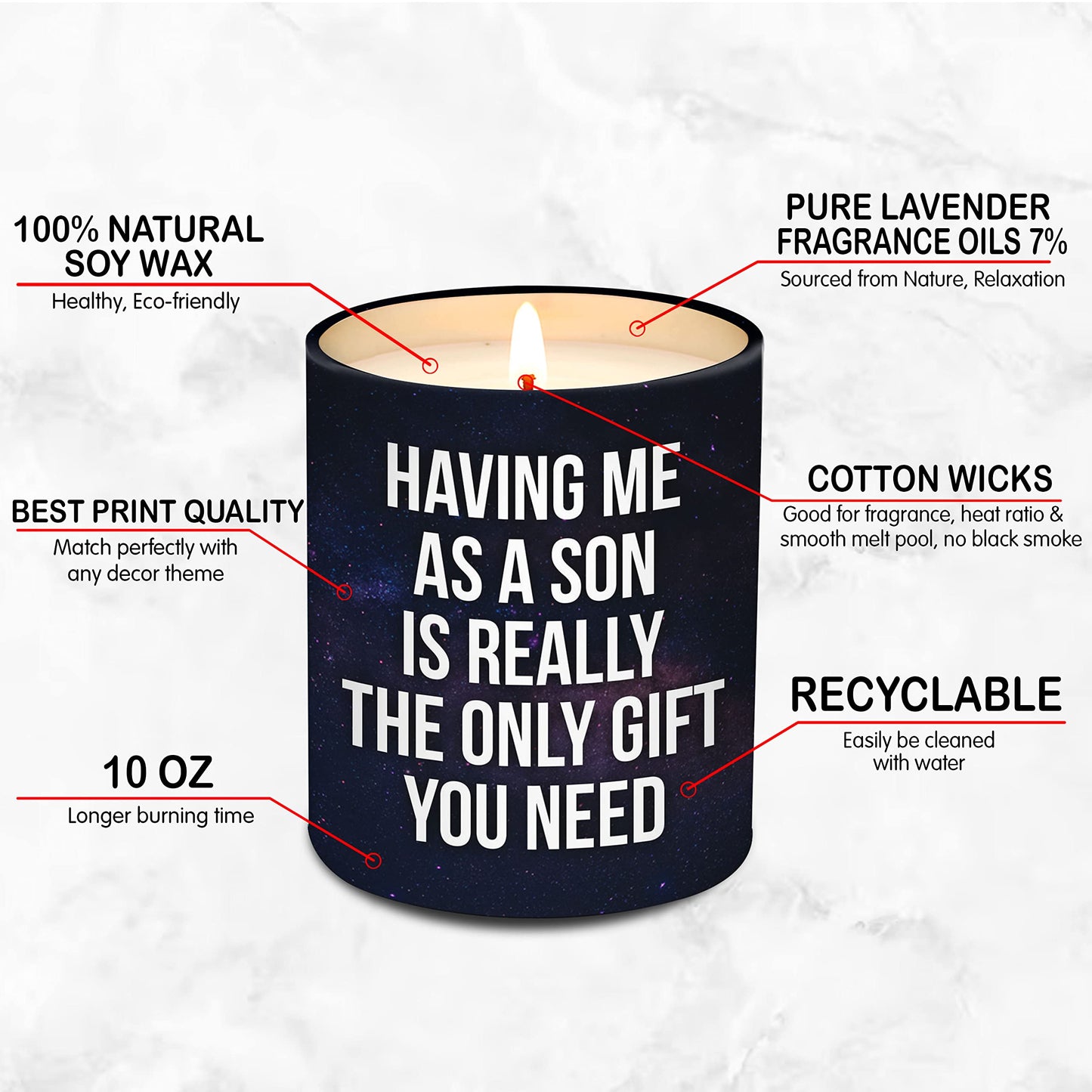 Birthday Gifts for Mom from Son - Mom Birthday Gifts from Son - Moms Gift Ideas from Son - Mother Gift, Funny mom Candle, 10 Oz Jar Lemongrass Scent