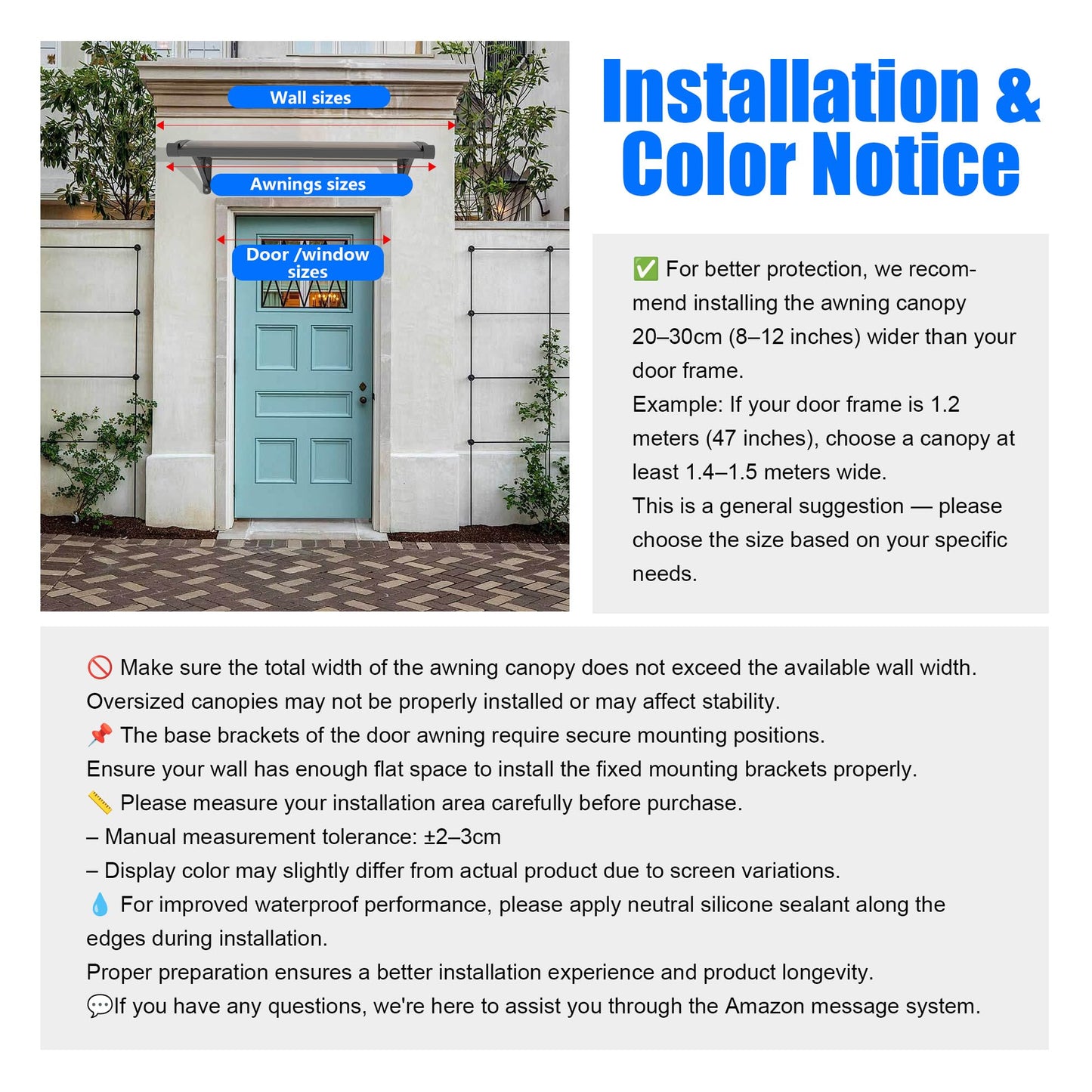 Awning for Door Entrance with Drainage Sink,32x40 Inch Awnings for Doors,Window Canopy Exterior with Plastic Steel Bracket,Polycarbonate Cover,UV,Rain,Snow Protection for House,Porch,Patio,Deck