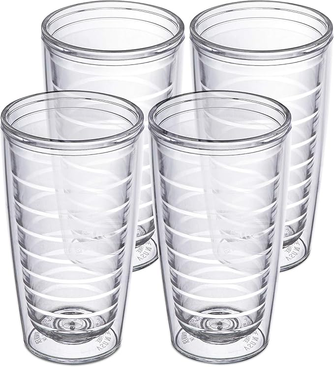 Homestead Choice 16oz Insulated Tumblers Plastic Keeps Drinks Cold & Hot, 4pack Double Walled Clear Insulated Drinking Gla...