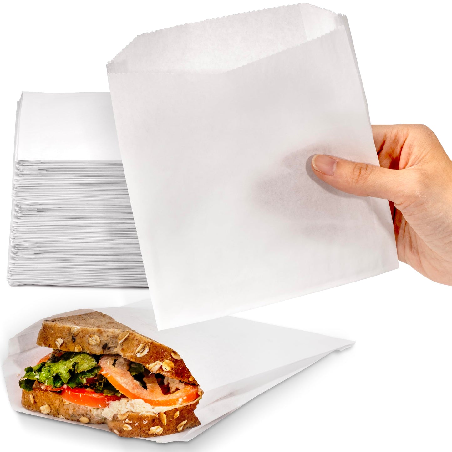Fit Meal Prep 1000 Pack Paper Sandwich Bags 7 x 6”, Greaseproof Snack Bags, Food Grade Pastry Bag, Recyclable Small Paper Bags, Cookie Sleeves, Food Packaging for Bakery, Donuts
