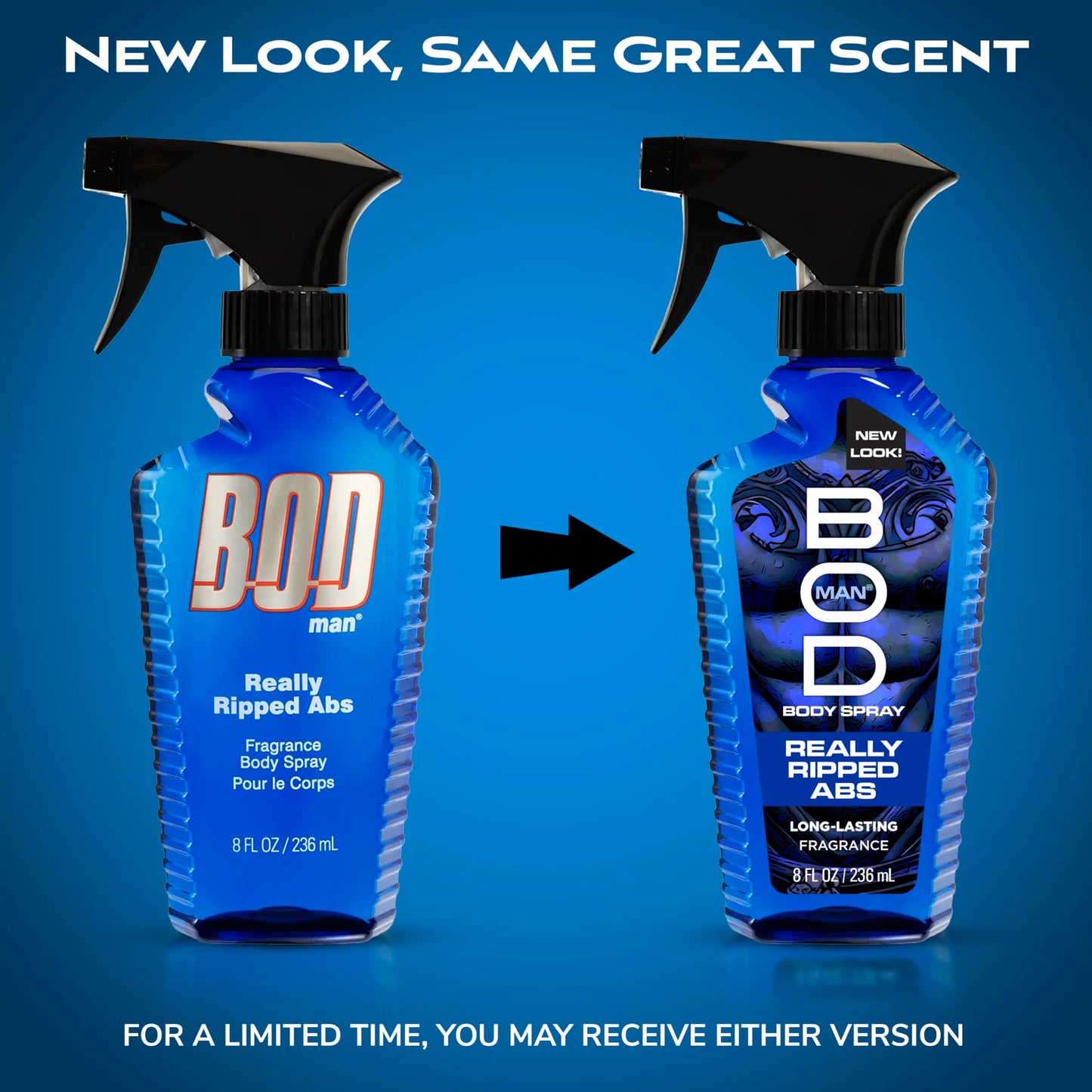 BOD man Fragrance Body Spray, Really Ripped Abs, 8 fl oz