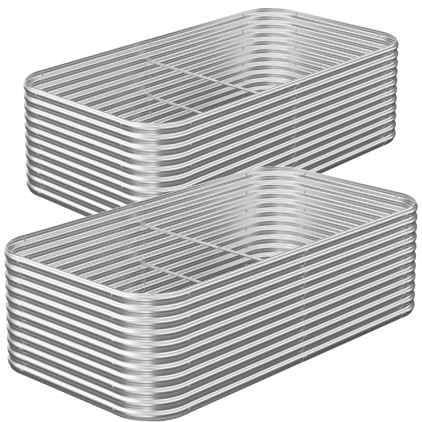 CATMANOR 2 Pack Tall 8x4FT Corrugated Galvanized Steel Raised Garden Bed Outdoor, Metal Above Ground Garden Bed for Vegetables and Flowers, Raised Beds for Gardening