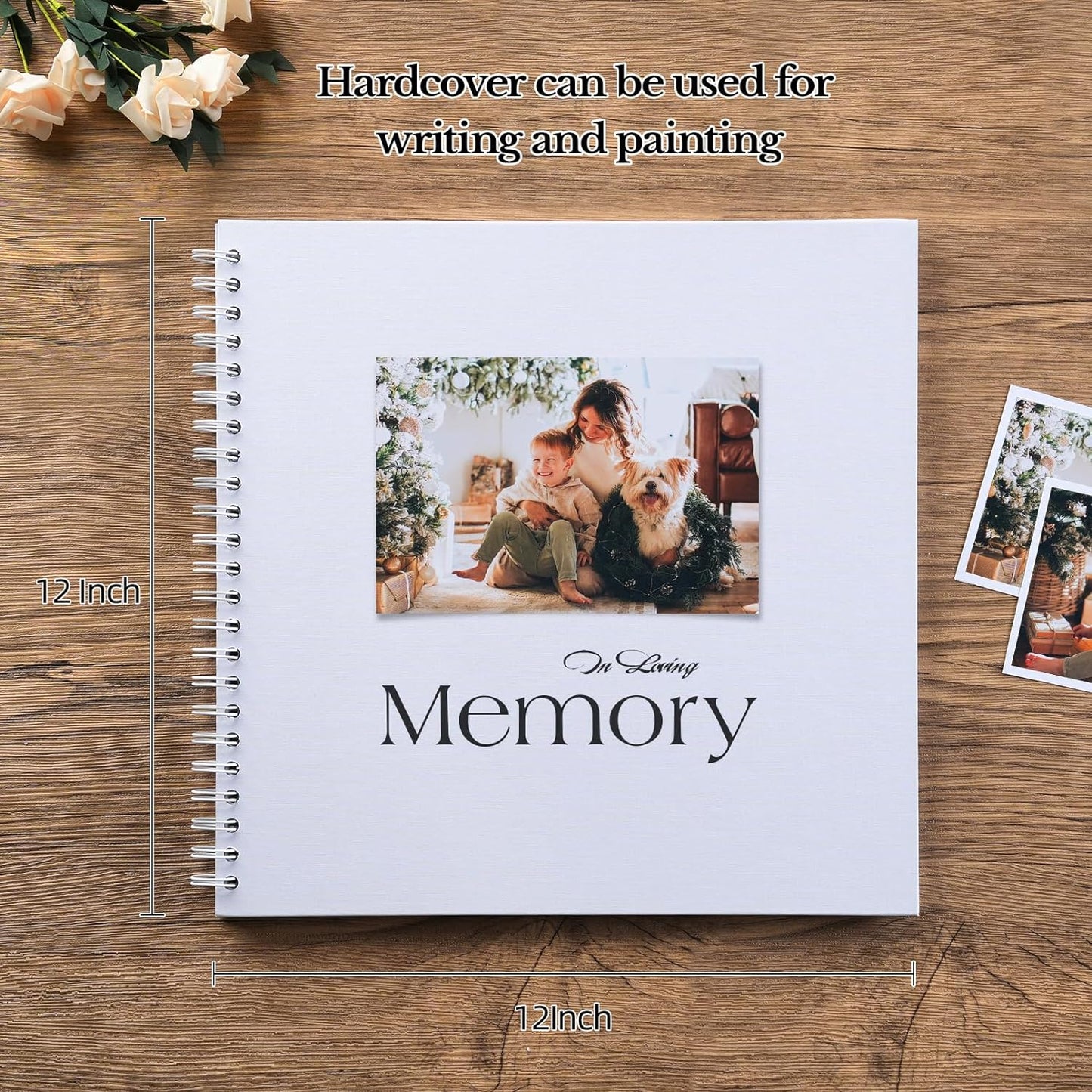 potricher 12 x 12 Inch DIY Scrapbook Album 40 Pages Hardcover Kraft Paper Scrap Book Photo Albums Memory Book for Wedding and Anniversary Family (White, 12 Inch)