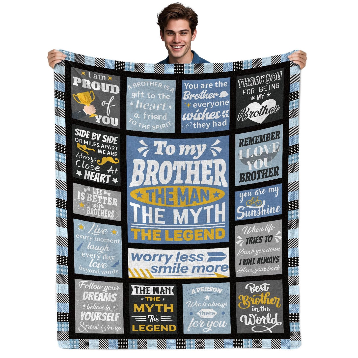 Birthday Gift for Brother, Funny Soft Warm Throw Blanket 50" X 60", Big Brother Gifts from Sister, Thoughtful Birthday Christmas Graduation Fathers Day Blanket for Best Bro