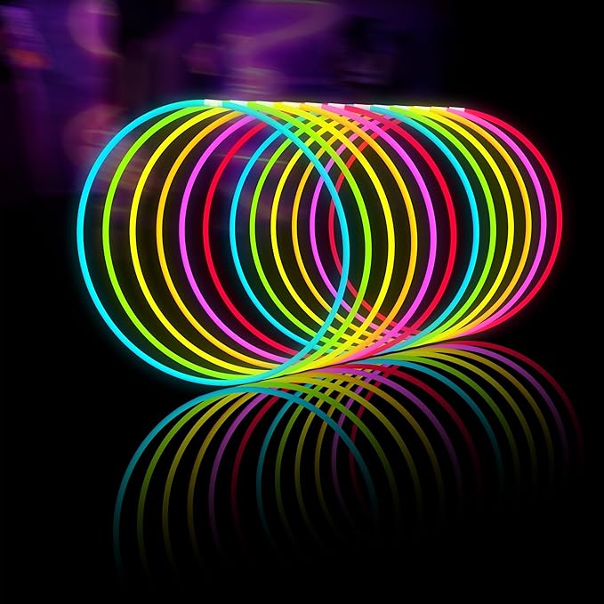 Glow Fever Glow Sticks Bulk 100ct 22'' Glow Necklaces with Connectors, Neon Light Sticks for Party Festivals Raves Concert...