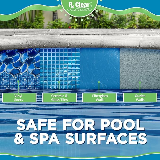 Rx Clear 5 lbs Granular Pool Chlorine | Use As Bactericide, Algaecide, & Disinfectant in Swimming Pools, Hot Tubs, & Spas | Stabilized, Fast Dissolving & UV Protected