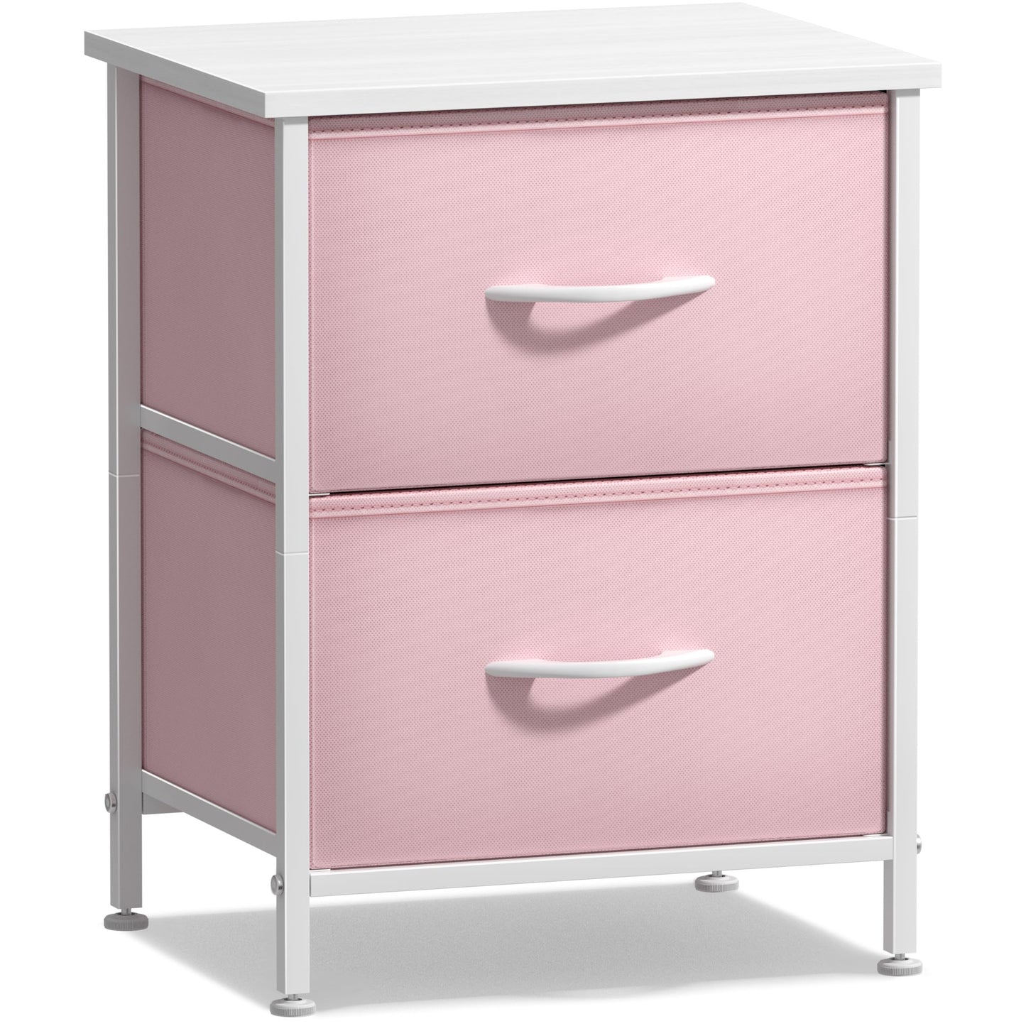 Sorbus Nightstand with 2 Drawers - Kids Bedside Furniture End Table Night Stand - Steel Frame, Wood Top & Easy Pull Fabric Bins - Dresser & Chest for Home, Bedroom Accessories, Office & College Dorm