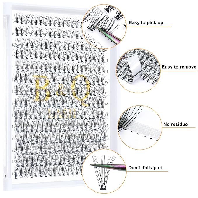 Individual Lashes 280 Cluster Lashes Clusters B&Q Eyelash Clusters 10D 20D DIY Eyelash Extension Lash Clusters Extensions C D Curl Cluster Eyelash Extensions（20D-D-0.07,9-16 mix）