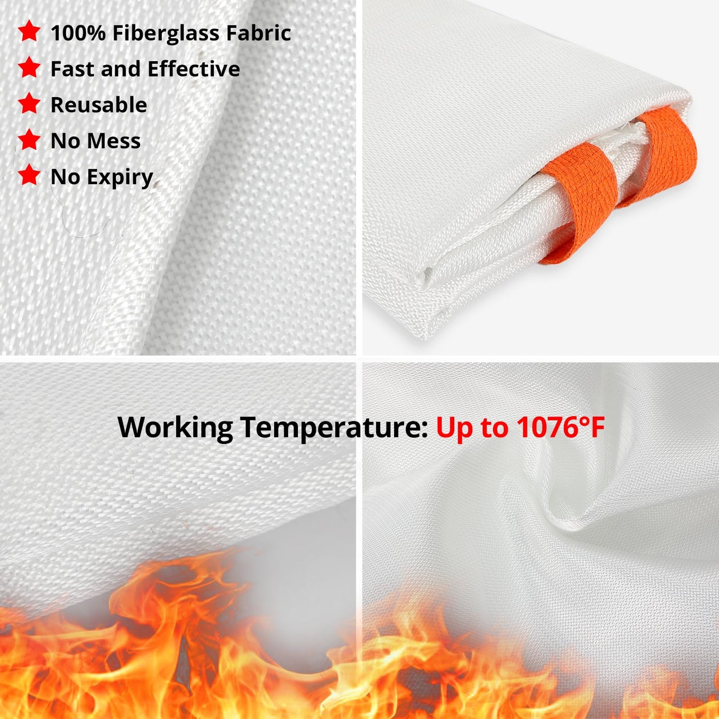 SecuCaptain Emergency Fire Blanket for Home and Kitchen - 4 Pack 40"x40" Flame Suppression Fiberglass Fire Blankets for House Camping Car Office Warehouse Survival Safety