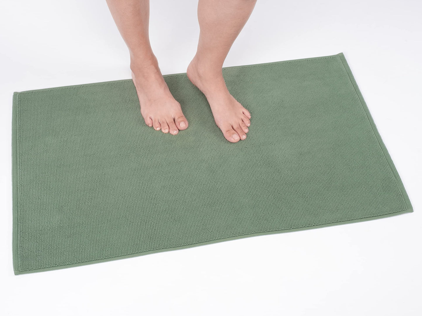 Cotton Paradise 100% Cotton Non Slip Bath Mats for Bathroom, 17x24 inch Soft Absorbent Quick Dry Machine Washable Floor Bath Mat, Sage Green