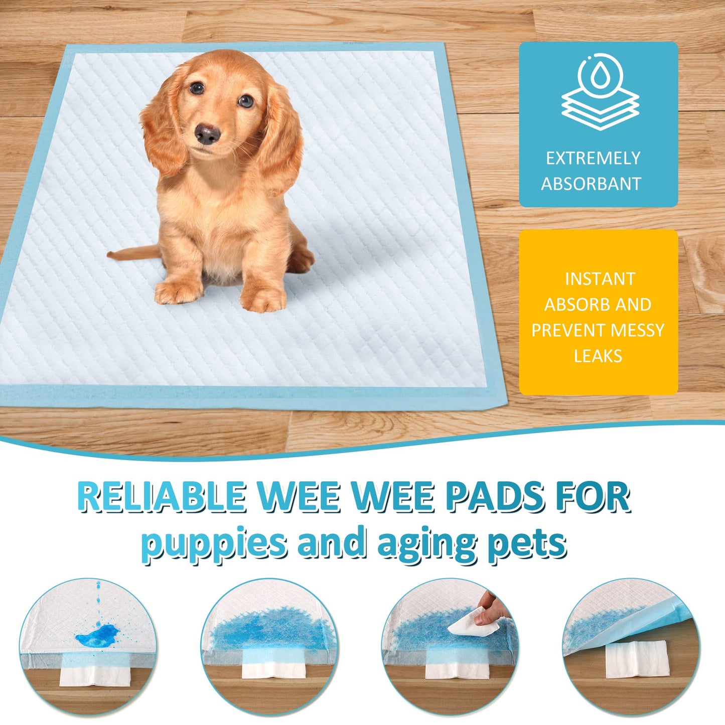 Boscute Super Absorbent & Leak-Proof Jumbo Size 36"x36" Pet Training Dog Pee Pads, Thicken Quick Dry Disposable Puppy Pee Pads, Potty Training Pads for Dogs Cats, Rabbits