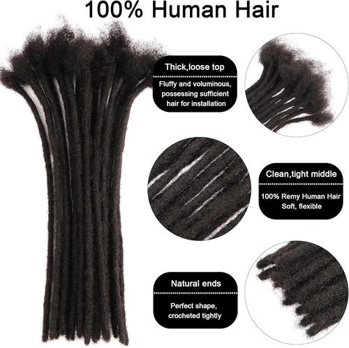Orientdreads 100% Loc Extensions Human Hair, 8Inch 0.6cm 40 Strands Handmade Dreadlock Extensions for Men Women Kids (#Natural Black)