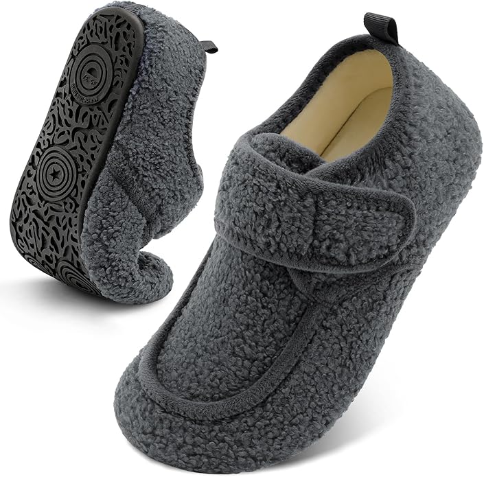BARERUN Womens Mens Slippers Diabetic House Slippers for Women Men Wide Indoor Slip on Barefoot Adjustable Orthopedic Neur...