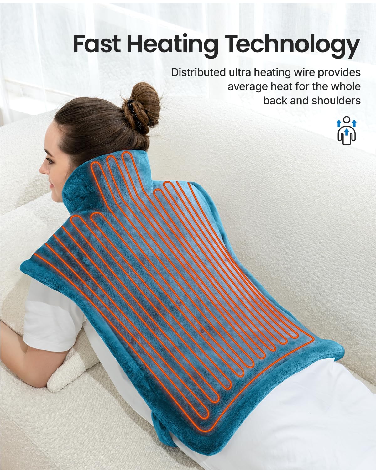 RENPHO Valentines Day Gifts for Her Him, Heating Pad for Neck and Shoulders and Back, Birthday Gifts for Women Men, FSA Eligible HSA Store, 24"x33" Weighted Electric Heat Pad, ETL Certified, Blue