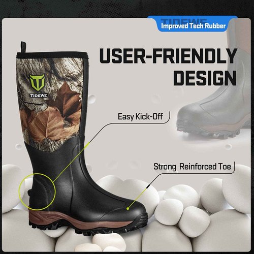 TIDEWE Rubber Neoprene Boots Men And Women, Waterproof Sturdy 6mm Neoprene Boot, Rain Boot Hunting Boot Arctic Outdoor Boot Men Size 11 Next Camo G2