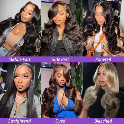 Starmo Body Wave 13x4 HD Lace Front Human Hair Wigs for Women 150% Density Glueless Natural Black 22 Inch