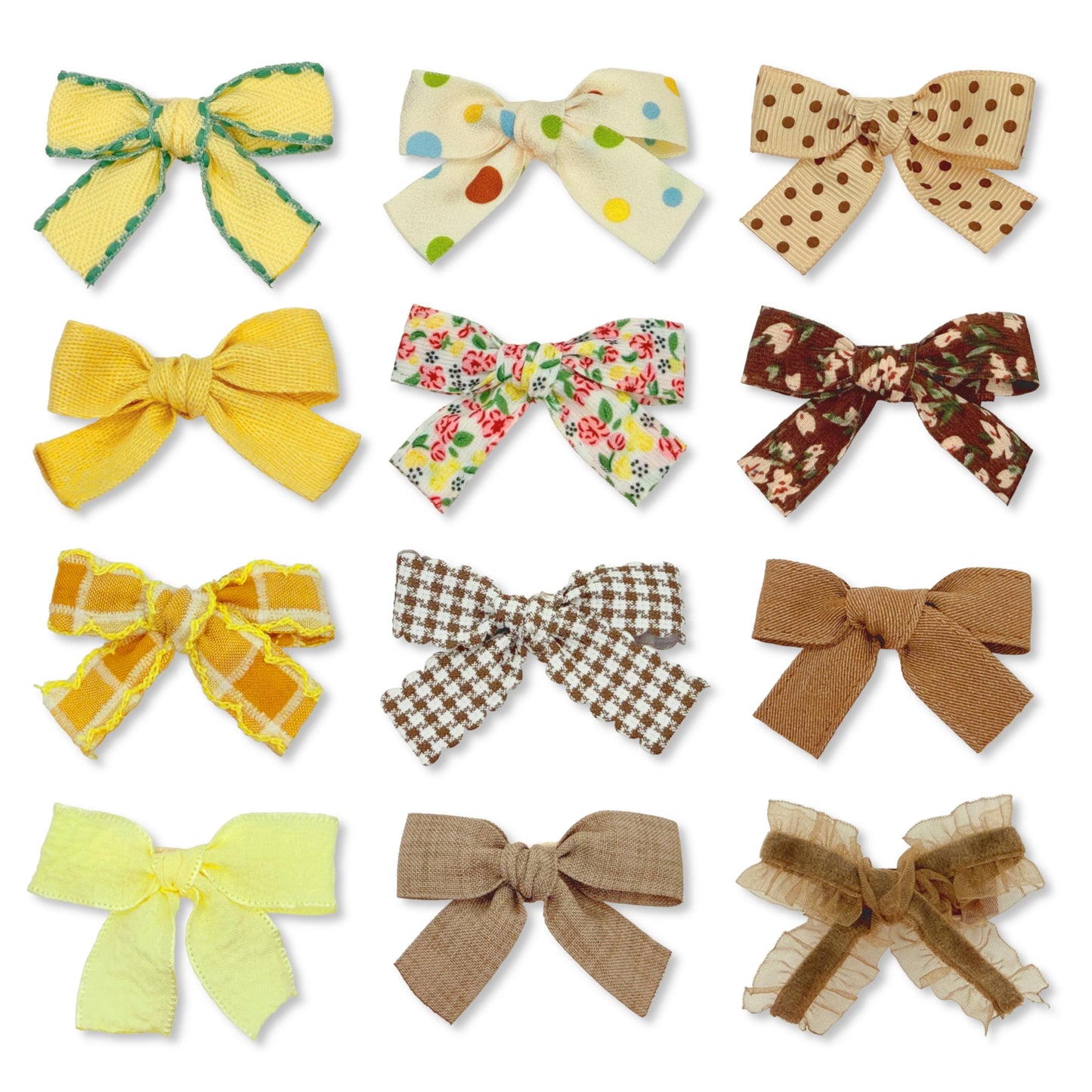 Baby Girl Hair Clips Set, 12 Pcs Hair Bows Barrettes Handmade Accessories Alligator Clip for Little Girls Babies Toddlers Child