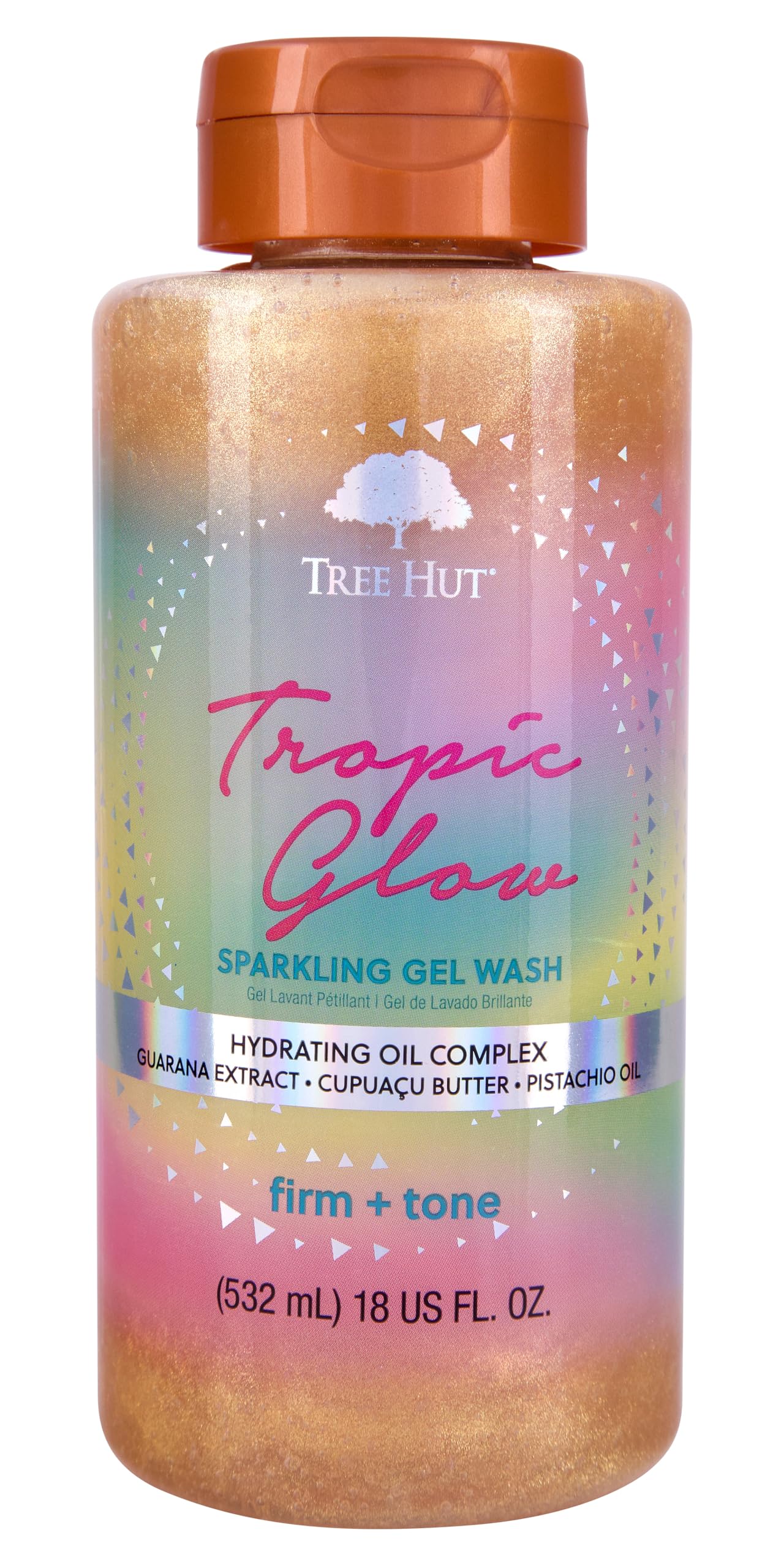 Tree Hut Tropic Glow Sparkling Gel Wash, Gently Cleanses and Leaves Skin Looking Fresh and Radiant, Warm Scent with Almond, Gold
