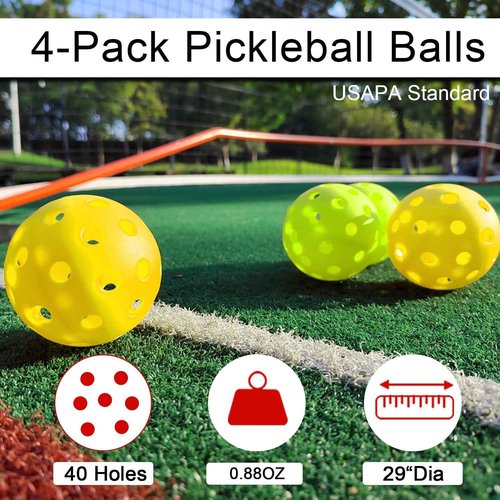 Portable Pickleball Net with Wheels and Pickleball Paddles of 4, 22FT Pickleball Net Outdoor Pickle Balls, Court Marking Kit, and Carrying Bag for Family, Home