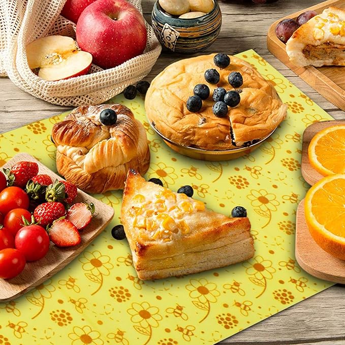 Reusable Beeswax Food Wraps, 13x39 Inch Eco-Friendly Beeswax Wraps for Bread Sustainable Food Storage Wraps Beeswax Paper Roll for Sandwich, Cheese