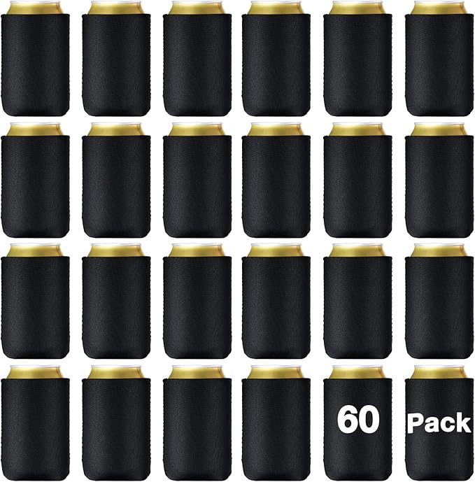 CHENGU 60 Packs Blank Can Cooler Sleeves Soda Neoprene Can Sleeve Drink Insulator Sleeve Collapsible for Parties, Events o...