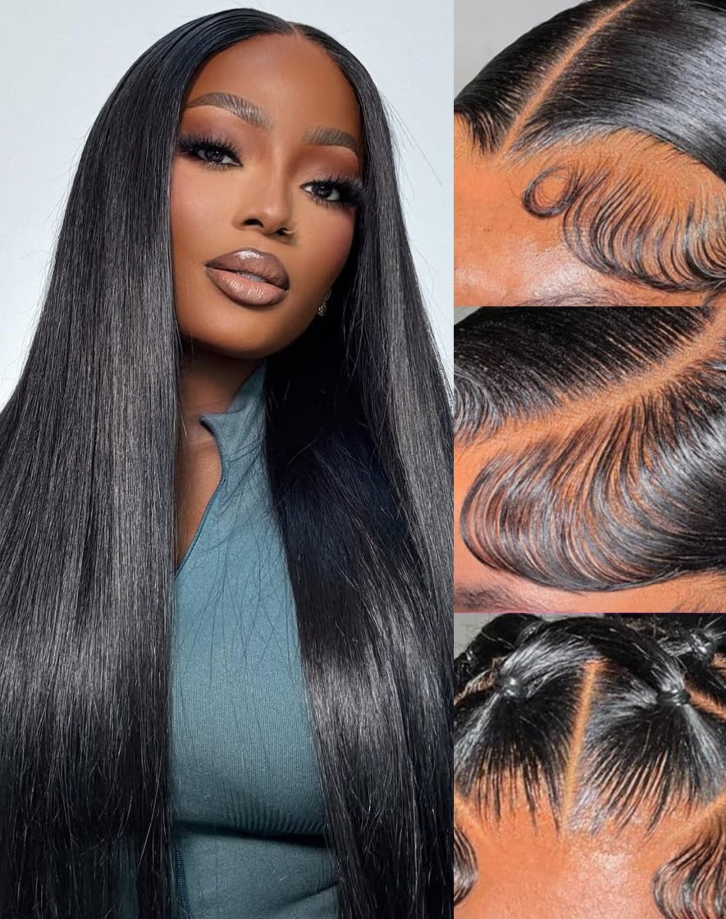 Amyes 30 Inch Straight Lace Front Wigs Human Hair 13x4 HD Lace Front Wig Pre Plucked 200 Density Glueless Wigs for Black Women S