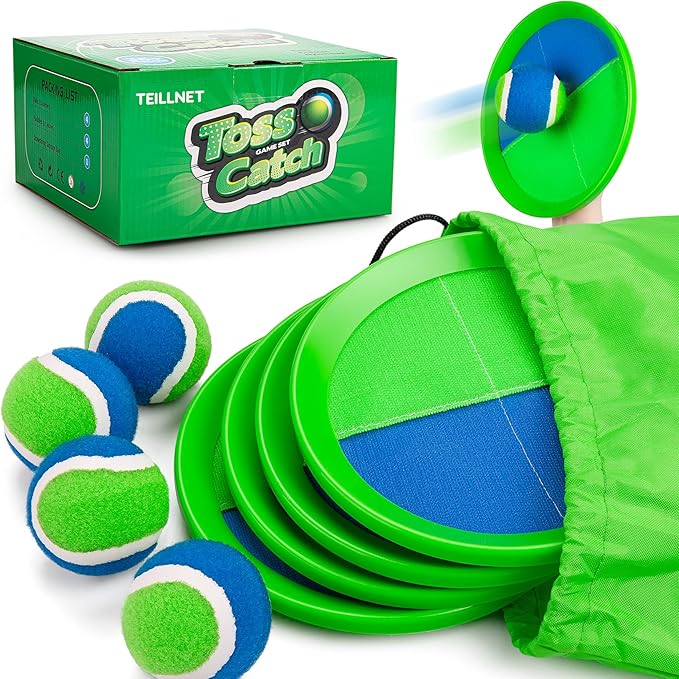 Toss and Catch Ball Set Upgraded - Family Games Kids Toys for Stocking Stuffers - Water-Resistant Great for Beach Pool Yar...