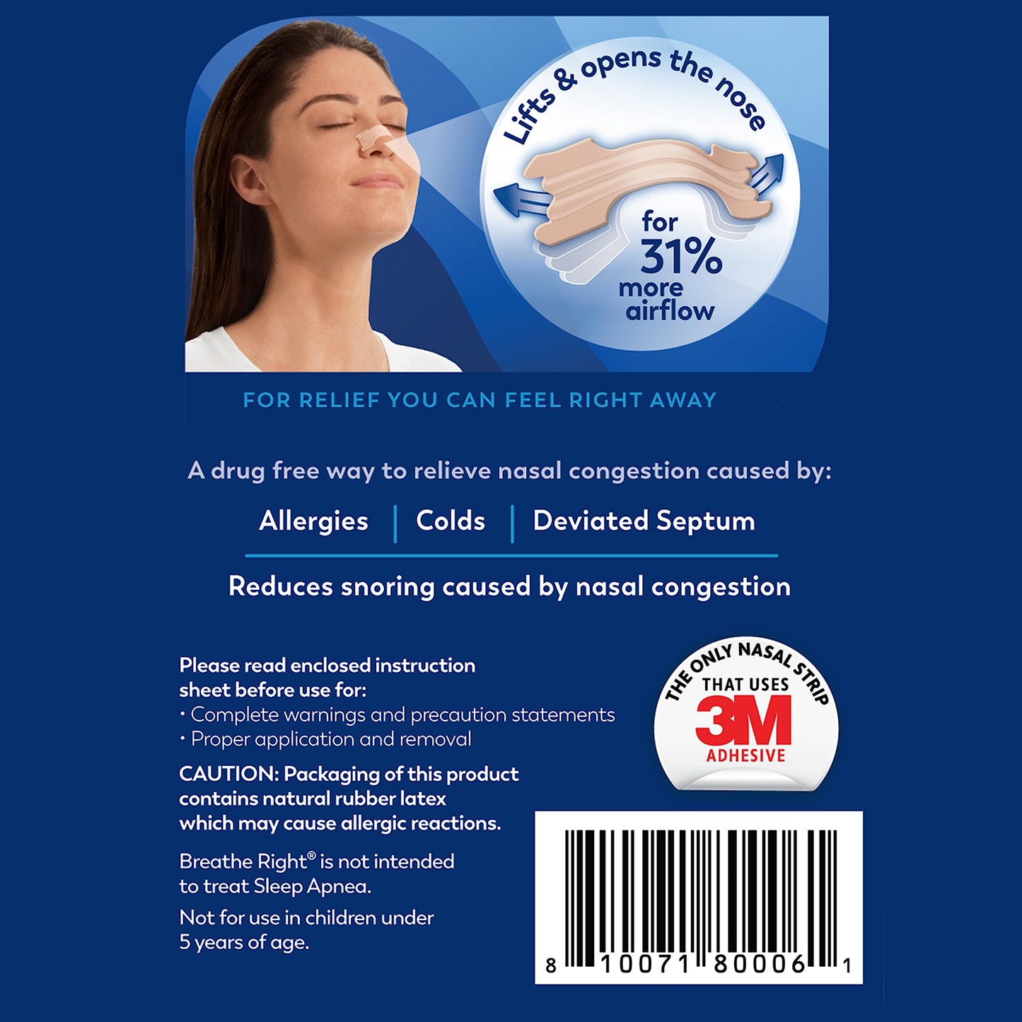 Breathe Right Original Nasal Strips | Tan Nasal Strips | Sm/Med | Help Stop Snoring | Drug-Free Snoring Solution & Instant Nasal Congestion Relief Caused By Colds & Allergies 30ct (packaging may vary)