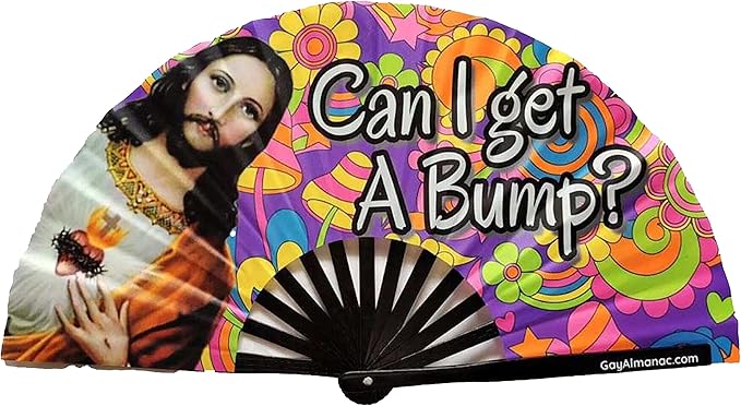 PandaTak Pride Festival Handheld Fan – Large 13" Bamboo Hand Fan Foldable with UV Reactive Ink – Funny Rave Accessory for ...