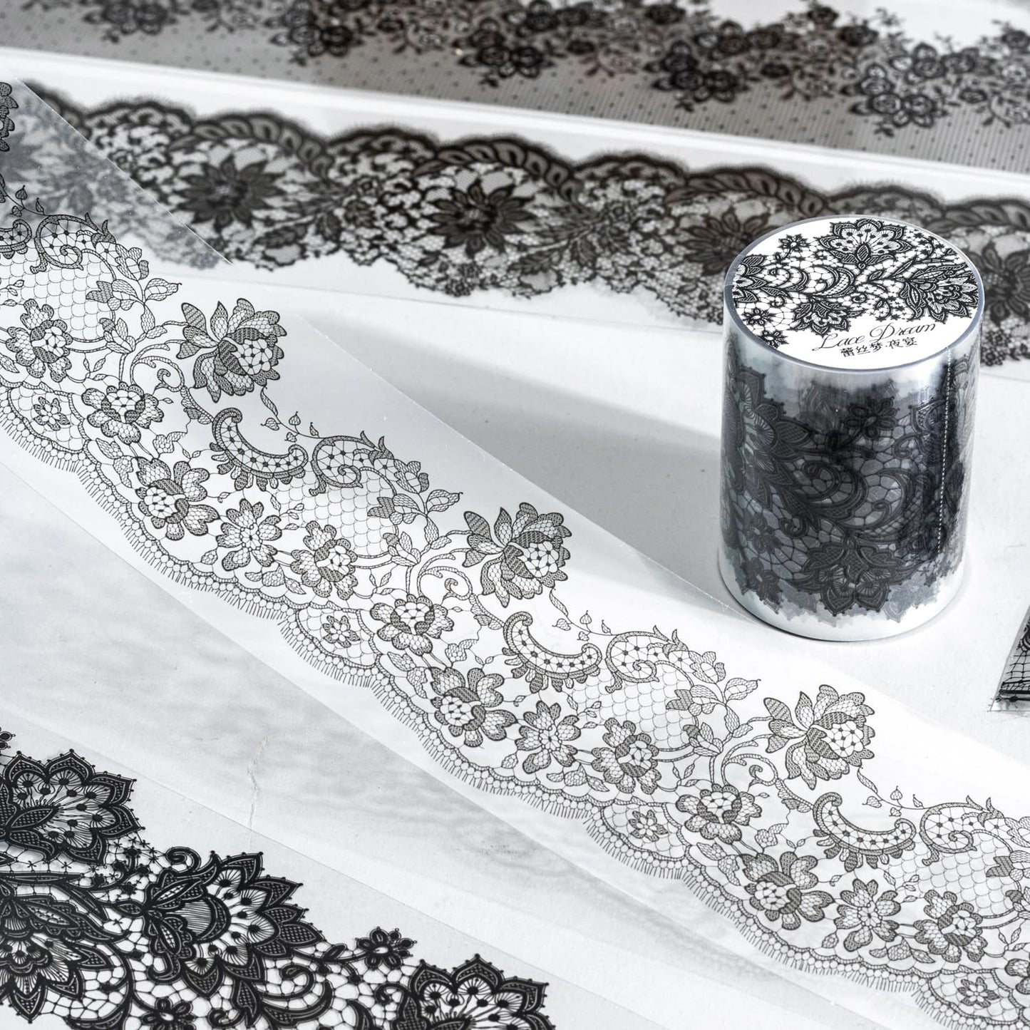 Lace Dream PET Tape Set, 6 Rolls of Elegant Floral Stickers for Scrapbooking, Journaling, DIY Crafts, and Art Supplies