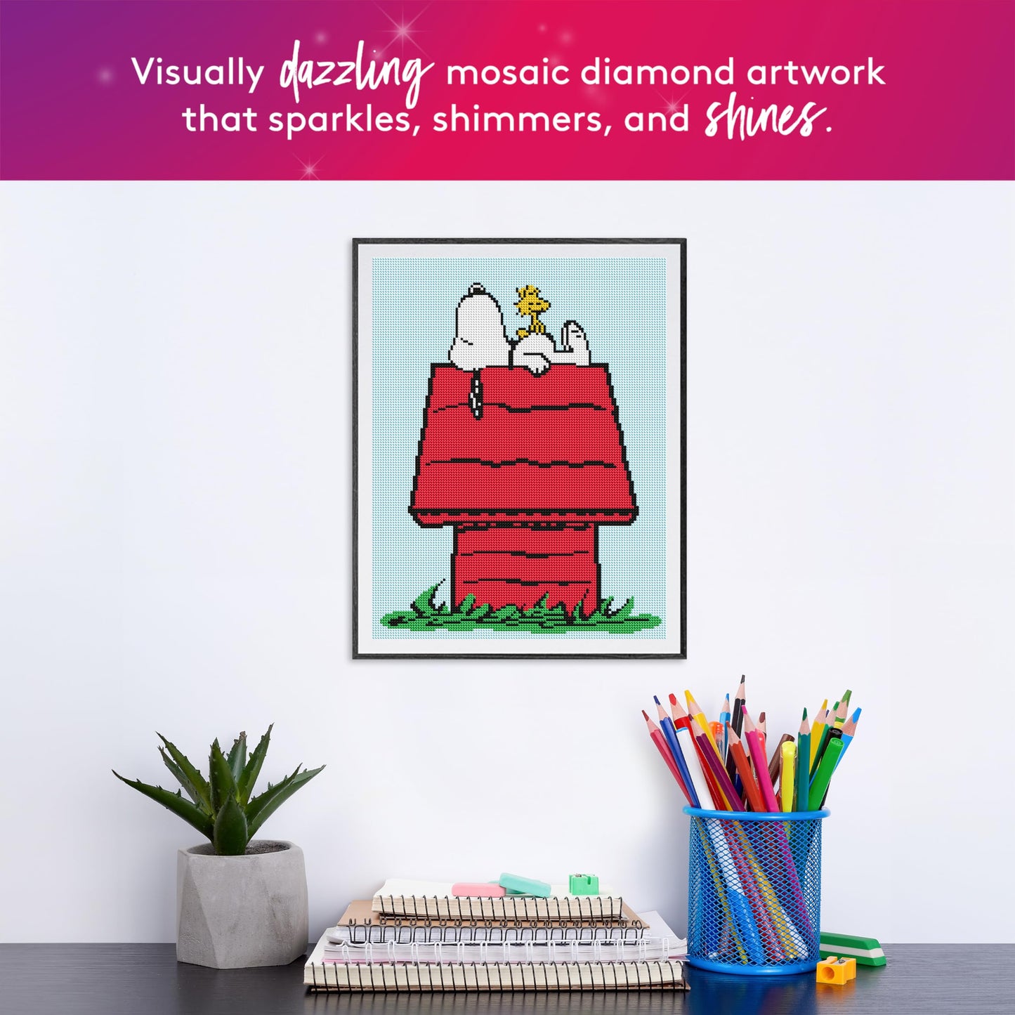 DIAMOND ART CLUB Happiness is in The Little Things Diamond Painting Kit, Fun DIY Crafts for Adults, Round Diamond Art Canvas, 13" x 17"