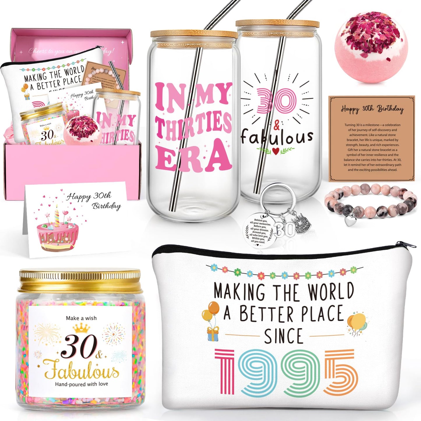 30th Birthday Gifts for Women Her, 30 Year Old Birthday Gift for Women, 1995 Birthday Gifts, Gift for Woman 30s, 30th Birthday Decorations for Her, 30 Fabulous Gifts