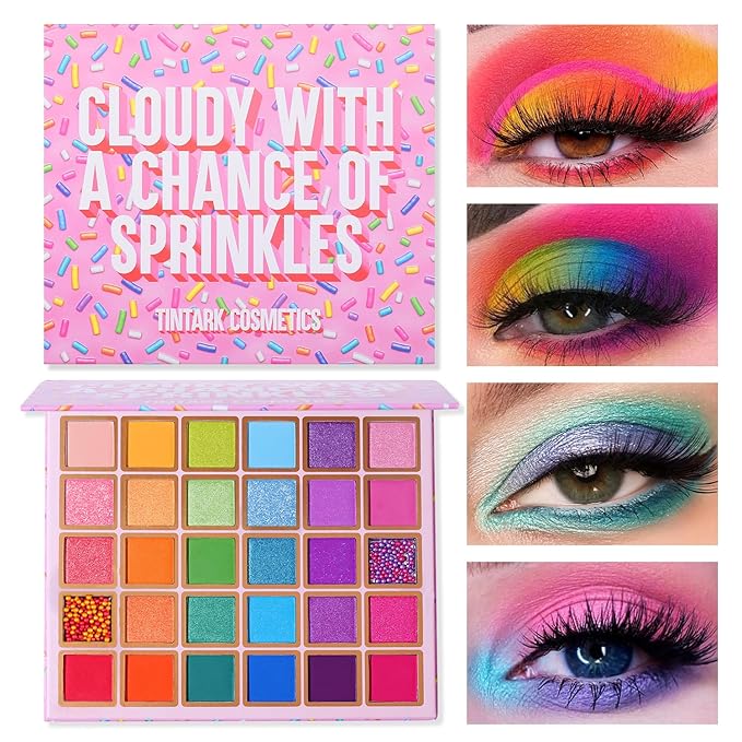 Tintark 30 Colors Makeup Eyeshadow Palette for Beauty & Matte Metallic Shimmer Pearl Glitter Eye Shadow Pallet & Rainbow C...