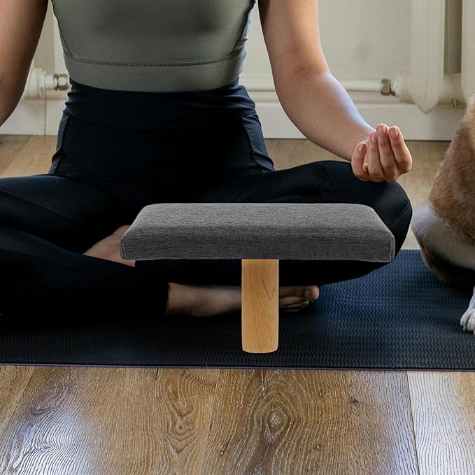 Portable Posture Bench Grey Medium for Meditation and Balance Training Comfortable Kneeling Stool with Stable Support for Adults Over Zen Practice Seat