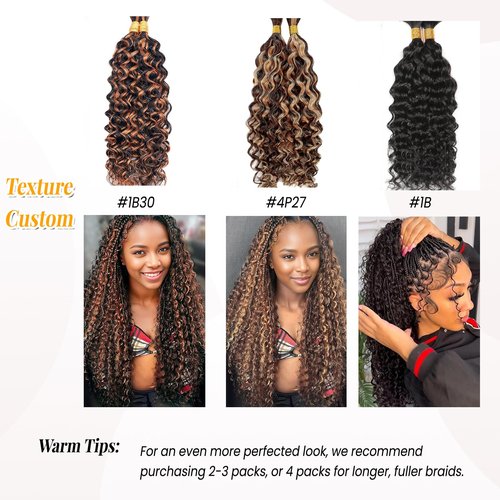 Human Braiding Hair Deep Wave Bulk Human Hair for Braiding 4/27 Honey Blonde No Weft Curly Braiding Hair Extensions for Boho Braids Wet and Wavy Braiding Human Hair Bundles 30 Inch 100g