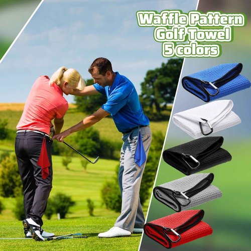 Batiyeer 50 Pcs Golf Towels Bulk for Bags 16'' x 16'' Microfiber Waffle Pattern Golf Towel with Clipfor Mini Tournament, Club, Yoga, Fitness (Multi Colors)