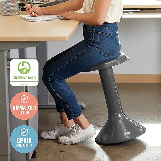 ECR4Kids ACE Active Core Engagement Wobble Stool, 20-Inch Seat Height, Flexible Seating, Grey
