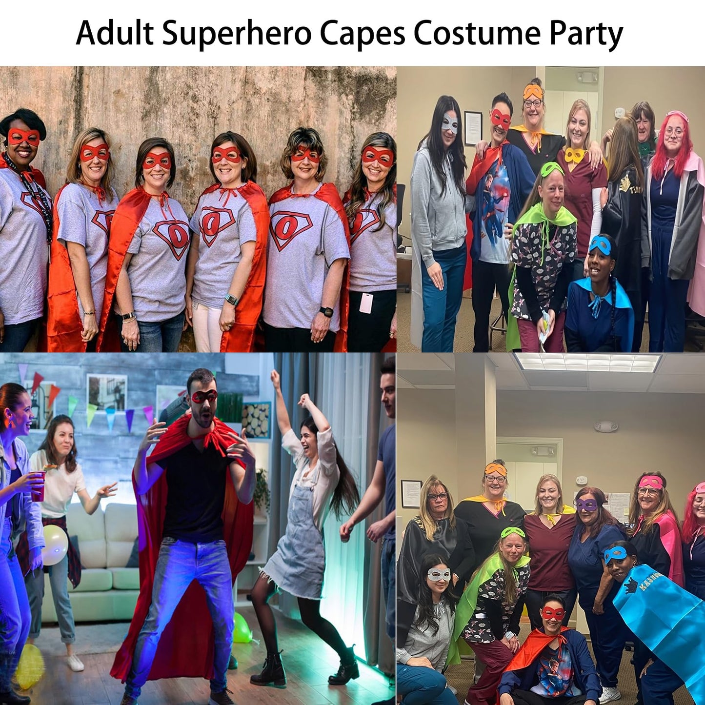 Dajiahao Adult Superhero Capes and Masks - Halloween Capes Party Dress Up Superhero Costume Superhero Party Capes（Red-L）