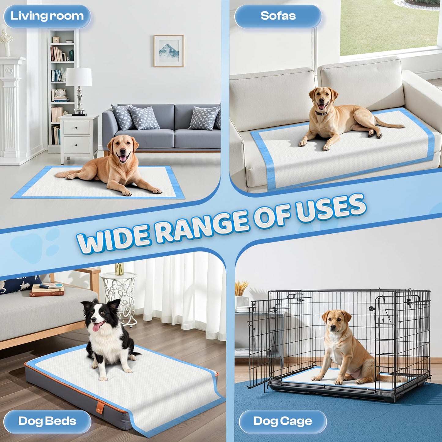 Boscute Super Absorbent & Leak-Proof Jumbo Size 36"x36" Pet Training Dog Pee Pads, Thicken Quick Dry Disposable Puppy Pee Pads, Potty Training Pads for Dogs Cats, Rabbits