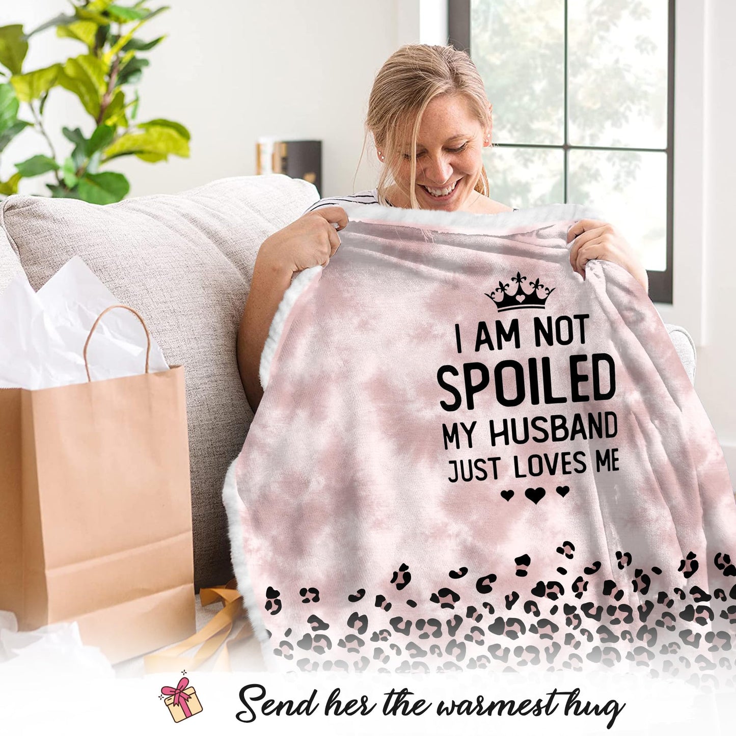 Spoiled Wife Fleece Wearable Blanket Hoodie - Mothers Day Gifts for Wife from Husband - Birthday Wife Gifts Ideas