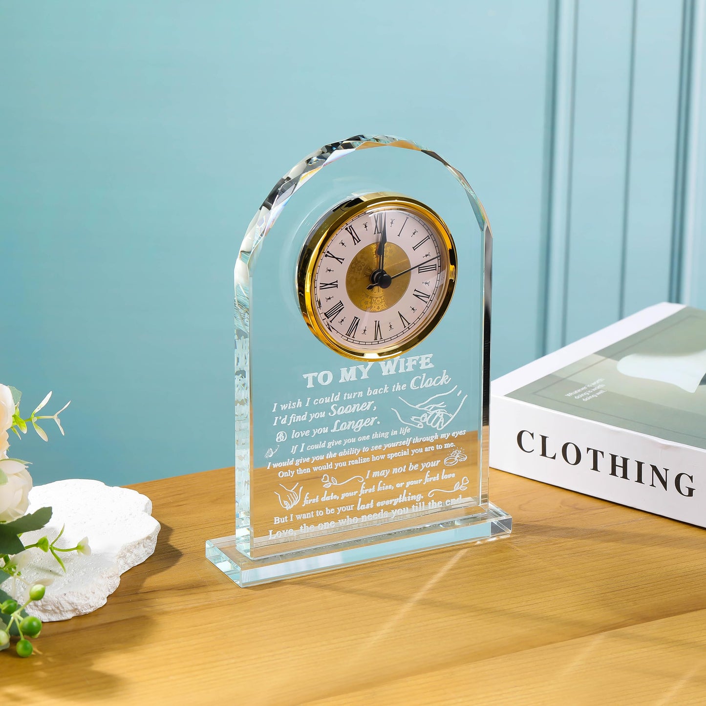 Movdyka Gifts for Wife from Husband Unique - Crystal Clock Gifts Personalized Gifts for My Lover Who Has Everything - Birthday Anniversary Wedding Present Ideas for Wife
