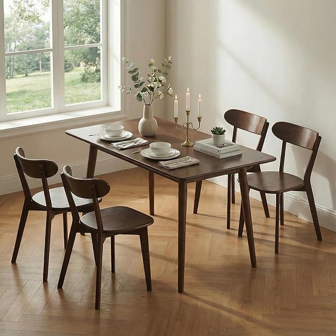 Bamskov 100% Solid Wood Dining Room Chairs - Practical Kitchen Chairs - Wood Chair for Dining Room, Kitchen (1, Walnut)