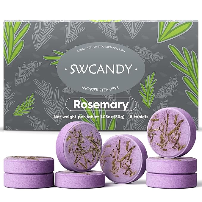 Shower Steamers Aromatherapy Birthday Gifts for Women Travel Essentials, 8 Pcs Rosemary, Bath Bombs Shower Bombs with Natural Essential Oils, Relaxation Home SPA